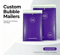 Sacs d'expédition en aluminium violet à bulles, enveloppes rembourrées en polyéthylène à bulles intégrales avec adhésif puissant pour l'emballage et l'expédition