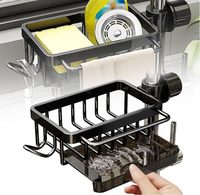 Organisateur de robinet d'évier de cuisine support d'éponge multifonction pour évier de cuisine support réglable sur le robinet pour tuyau d'eau rond