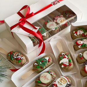 5 Divider Popsicle Ice Cream White Packaging Cakesicle Box Truffles Cheese Chocolate Bar Cake Box With Clear Window