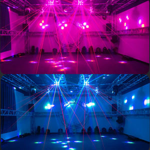 Vente chaude 18 pièces 4in1 faisceaux de tête secouante flash lumière rotative colorée commande vocale auto <span class=keywords><strong>marche</strong></span> DMX512 lumières de faisceau laser - Product Image 6