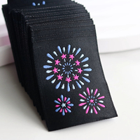 Étiquette en tissu tissé à motif de feux d'artifice personnalisés, accessoire fait main, emblème en tissu pour vestes