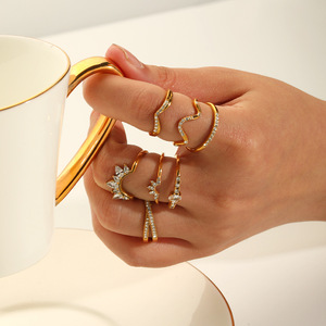 ชุดแหวนทองประดับเพทายสไตล์ยุโรปอเมริกัน ดีไซน์เรขาคณิต เครื่องประดับแฟชั่นสำหรับผู้หญิง เหมาะสำหรับงานปาร์ตี้ - Product Image 2