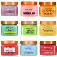Gommage corporel personnalisé parfumé à la vitamine C, lait de karité et miel, sucre doré logo personnalisé