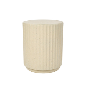 Cosiest Outdoor Side <b>Table</b> Cylinder MgO Patio End <b>Table</b> Lightweight Wave Design Round Plant Stand - Product Image 6