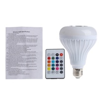Lampe musicale sans fil LED RGBW 12W E27, décoration d'intérieur, éclairage musical intelligent, 24 modes, télécommande, ampoule à intensité variable
