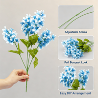 Bouquet de fleurs artificielles réalistes bleu et blanc, tiges en plastique, feuilles vertes, décoration pour la Saint-Valentin, Pâques, la maison, les mariages et les fêtes