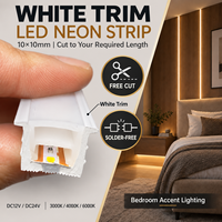 Lampu LED Neon Strip Trim Putih dengan Tepi Hitam, Neon Flex Tanpa Bingkai, Pencahayaan Linear untuk Lemari, Rak, dan Furnitur
