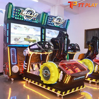 Machine de jeu vidéo de compétition commerciale 55 pouces avec siège dynamique de course, pour 1 à 2 joueurs, construction en métal et plastique, mouvements dynamiques
