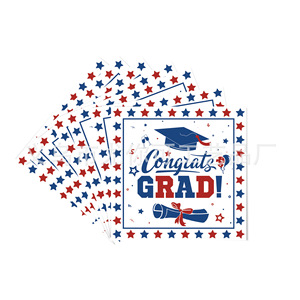 Ensemble de vaisselle jetable pour fête de remise des diplômes, 60-80 pièces, assiettes, gobelets, serviettes, décorations classe de 2024 - Product Image 3