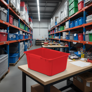 Bandeja de Almacenamiento Modular de Plástico Roja de 12x10x6 Pulgadas para Organización de Almacenes - Product Image 3