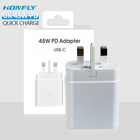 Honfly plug pengisi daya Cepat US EU UK 45w pd super cepat, colokan pengisi daya Tipe c UNTUK samsung s22