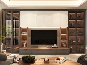 Soporte de TV de madera maciza de lujo moderno, almacenamiento de pared completo, sala de estar unidad montada en la pared para, dormitorio o aplicación de luz de Hotel - Product Image 3