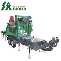 Scierie à ruban horizontale motorisée portable robuste à haute précision avec moteur hydraulique automatique et moteur à essence, sur remorque, pour le travail du bois