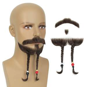 Barba de Pirata <span class=keywords><strong>con</strong></span> <span class=keywords><strong>Bigote</strong></span> Trenzado, Encaje Completo, Cabello Humano Real, Barba Realista para Hombres, Barba Falsa para Fiestas de Halloween - Product Image 3