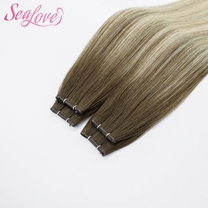 Cheveux vierges bruts ultra fins, plats et sans couture # 3 # Extensions de cheveux PU 24 Shadow Root 100g Genius Wefts 22 pouces - Product Image 4