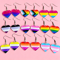 Boucles d'oreilles en acrylique en forme de cœur, arc-en-ciel, LGBT, Gay Pride, géométriques, simples, multicolores, mode printemps-été, tendance, cadeau de fête