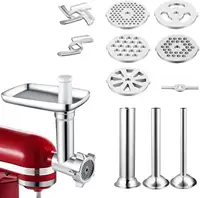 Meat Grinder Attachment Kitchan Aid Stand Mixer Accessories with 3 Sausage Stuffers