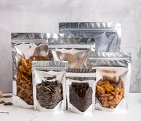 Sachet refermable en plastique transparent à fermeture éclair, anti-odeur, à fond plat, pour snacks, céréales, aliments et fruits secs