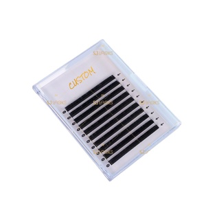 Faux <span class=keywords><strong>cils</strong></span> en fibre PBT coréenne bouclée en gros divers degrés de <span class=keywords><strong>courbure</strong></span> emballage personnalisé épais - Product Image 1