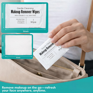 Lingettes démaquillantes douces emballées individuellement, sans alcool, hypoallergéniques, pour peaux sensibles - Product Image 2