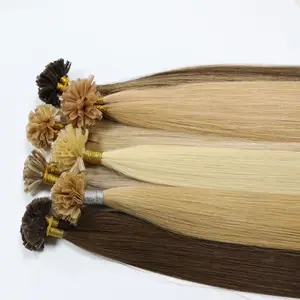 Оптовая продажа, прямые русские накладные волосы с U-образным кончиком, блонд, 100% натуральные