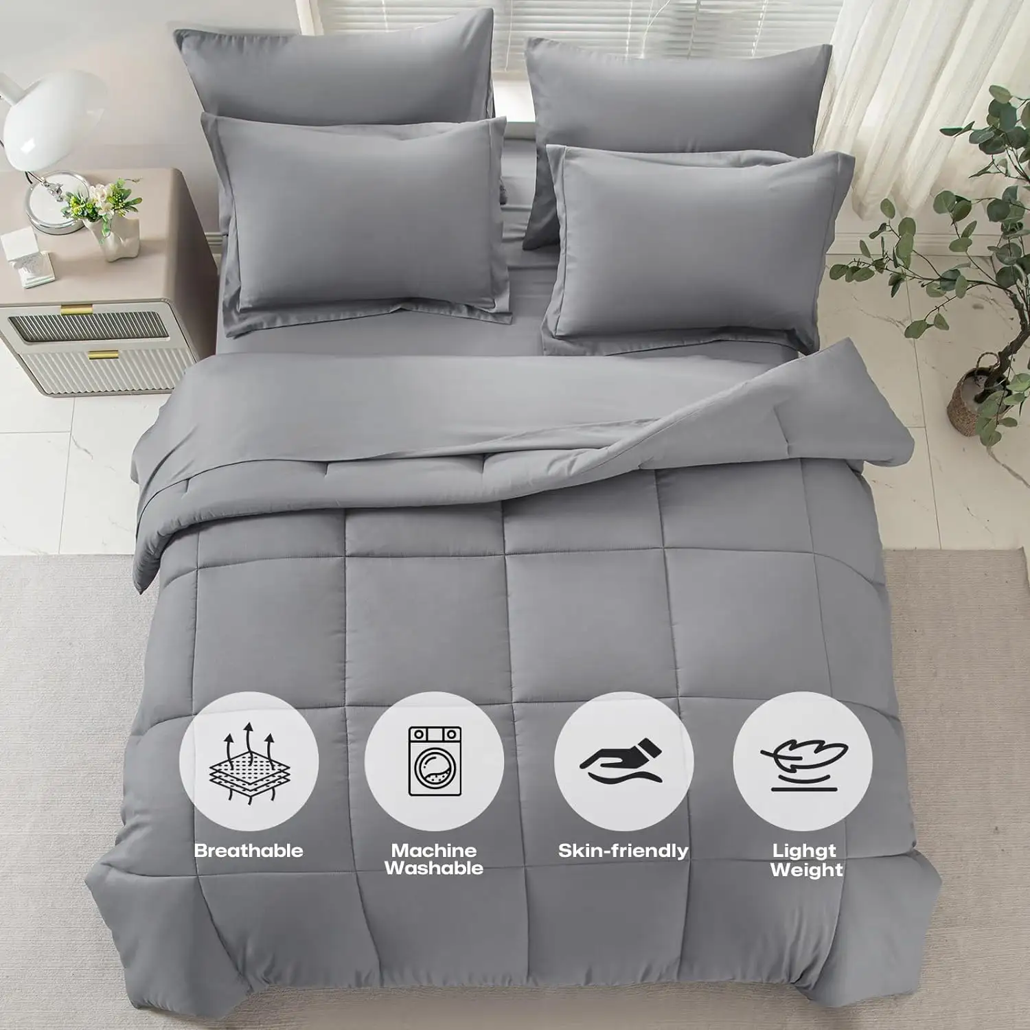 Housse de couette King Size Ensemble de housse de couette en microfibre King Soft Housse de couette respirante pour adultes