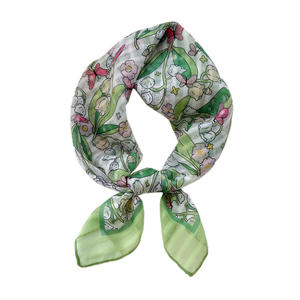 ผ้าพันคอผ้าฝ้ายลินินทรงสี่เหลี่ยมจัตุรัส ขนาด 58x58 ซม. สไตล์ญี่ปุ่น-เกาหลี ลายดอกไม้ย้อนยุค สำหรับฤดูใบไม้ผลิ ฤดูร้อน ฤดูใบไม้ร่วง ใช้เป็นที่คาดผม ผ้าโพกศีรษะ - Product Image 5