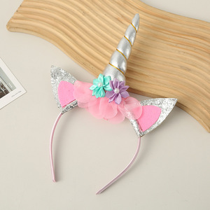 Serre-tête Licorne DAMAI pour Filles, Bandeau à Cornes Scintillantes avec Fleurs, Accessoire de Fête d'Anniversaire pour Enfants, Costume de Cosplay, Accessoire Photo - Product Image 6
