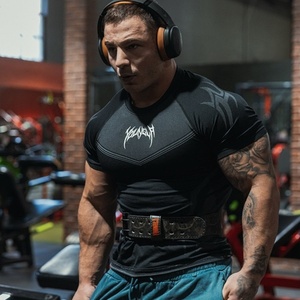 T-Shirt Aderente da <span class=keywords><strong>Uomo</strong></span> Stile Americano ad Alta Elasticità per Jogging, Sport, Fitness e Allenamento, Asciugatura Rapida, Manica Corta - Product Image 2