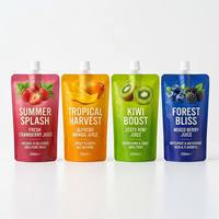 Pochettes souples personnalisées imprimées en couleur avec bec verseur, qualité alimentaire, pour jus, lait, smoothies, anti-fuite, 250 ml, 500 ml