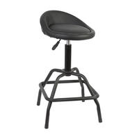 Tabouret de mécanicien à siège rond, dossier ergonomique, hauteur télescopique, base en acier à 4 pieds, anneau carré, pivotant à 360° pour réparation en garage