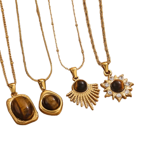 पॉप टाइगर आंख पत्थर पेलेंट नेकलेस नेकलेस मेलार्ड शरद ऋतु सर्दियों के रेट्रो सुरुचिपूर्ण शैतान आंख गंजेदार अनियमित प्रशंसक आकर्षण हार - Product Image 1