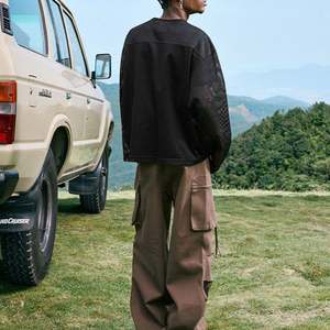 T-shirt en jersey à manches longues pour homme personnalisé, streetwear, tissu tricoté 220 grammes, motif de lettres brodées, 100% polyester - Product Image 6