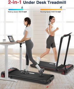 EU 2-in-1 Foldable Under Desk Treadmill, Portable Mini <b>Walking</b> Pad 3 Level Incline Compact Running <b>Machine</b> for Home - Product Image 3