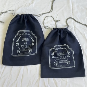 BSCI High Quality Medium Cotton <b>Canvas</b> Drawstring Pouch for Shoe Hats Packaging Storage White with <b>Printed</b> Logo Caps Dust Bag - Product Image 3