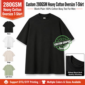 Camiseta Oversize Personalizable de Algodón 100% de 280GSM de Larga Duración, Estilo Boxy, con Bordado Personalizado, para Uso Diario y Streetwear Urbano - Product Image 1