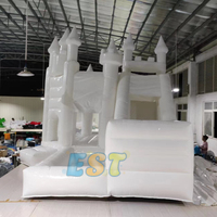 Grande maison blanche commerciale de rebond de fête de mariage avec le château plein d'entrain blanc de maison de toboggan pour la location de partie