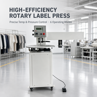 Machine automatique de pressage d'étiquettes textiles avec table rotative, commande pneumatique et temps de pressage réglable pour les vêtements
