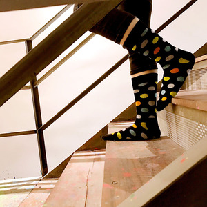 Chaussettes pour hommes à pois colorés, amusantes, décontractées, en coton, best-seller transfrontalier, nouveauté, chaussettes habillées - Product Image 3