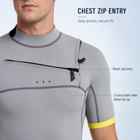 Combinaison de plongée à fermeture éclair sur la poitrine de 3 mm, manches courtes et pantalon long pour homme, combinaison de surf super élastique