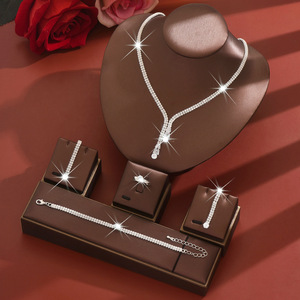 Ensemble de bijoux de luxe en zircon et strass pour femme, collier et boucles d'oreilles, accessoires de mariée pour mariage, fête et anniversaire - Product Image 5