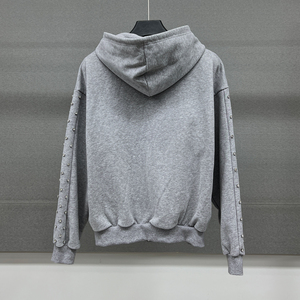 En vrac goutte épaule surdimensionné fermeture éclair à capuche unisexe Streetwear français éponge strass à capuche poids lourd coton fermeture éclair à capuche - Product Image 2