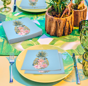 Serviettes de table <span class=keywords><strong>WELLPAPER</strong></span> en papier vierge 2 plis, motif ananas imprimé, style sac - Product Image 3