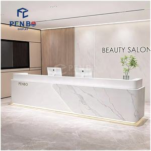 Mostrador de Recepción Largo para Salón de Belleza, Gimnasio, Centro de Fitness, Clínica, Personalizado de Fábrica, Moderno, de Mármol - Product Image 2