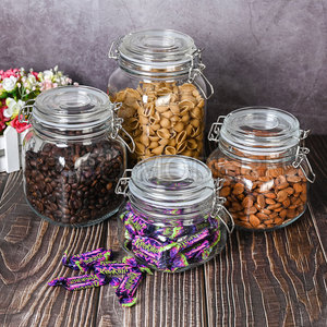 ThủY Tinh Vuông Lưu Trữ Nhà Bếp Canister Chum Pha Lê Rõ Ràng Thực Phẩm Lưu Trữ Chum Với Rõ Ràng Nắp Và <span class=keywords><strong>Bail</strong></span> & Kích Hoạt Hermetic Con Dấu - Product Image 2