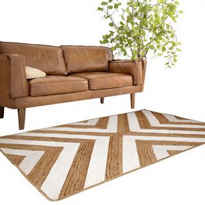 Alfombra de área 8x10 para sala de estar, grande, hecha de yute natural, algodón, mezclilla, antideslizante, ecológica, personalizable, trenzada a mano - Product Image 1