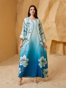 Vestido con cuentas estampado de cuello redondo para mujer musulmana de comercio electrónico transfronterizo Real Shot - Product Image 4