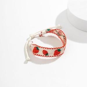 XR-42 Có Thể Điều Chỉnh Sáp Chuỗi Bện Dệt Tay Đồ Trang Sức Phụ Nữ Làm Bằng Tay Bông Và Lanh Đơn Giản Vải Trái Cây Dâu Tây Vòng Đeo Tay - Product Image 4