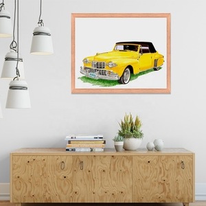Peinture à l'huile sur toile unique, portrait de voitures classiques jaunes réalistes dessinées à la main, style moderne, taille personnalisée, cadeau - Product Image 4
