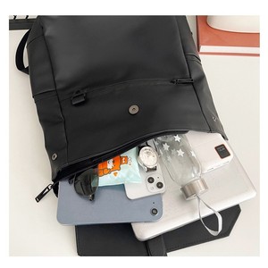 Laptop <b>Backpack</b> For Men Gray And <b>Black</b> Waterproof Large Capacity Business Travel Commuting Shoulder Straps Solid Color Spring - Product Image 3